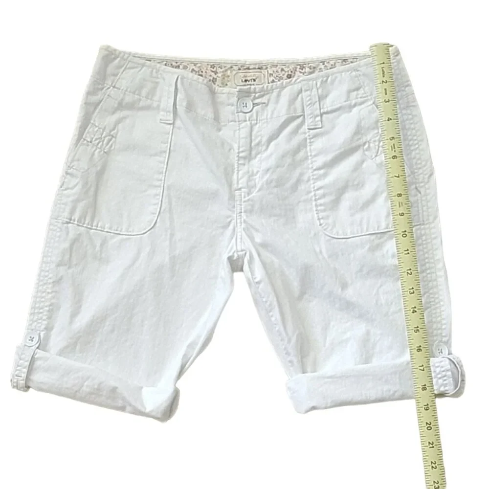 Levi's Bright White Cotton Convertible Length Bermuda Shorts Sz M New